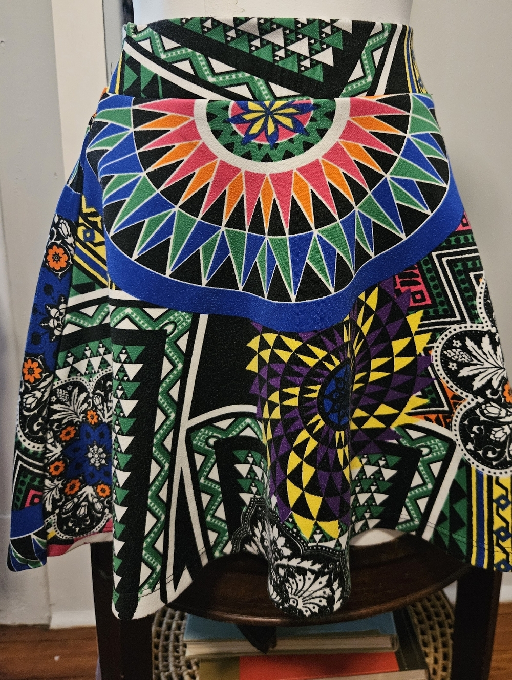 Colorful Skirt * A-line * Hippie * Stretch * Fits Small Medium